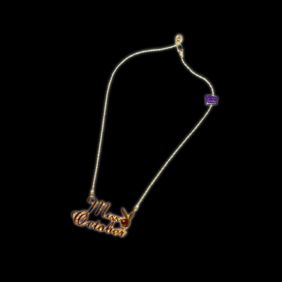 PLAYBOY Jewelry - PLAYBOY Vintage Gold Plated Miss October Playmate Bunny of the Month Necklace